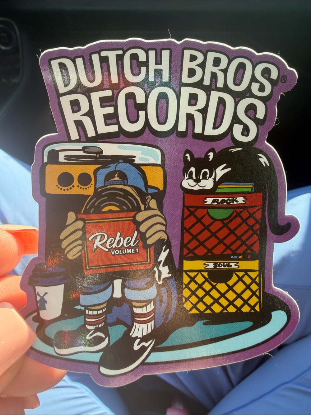 Dutch Bros Records Sticker - Purple with Multi Accents